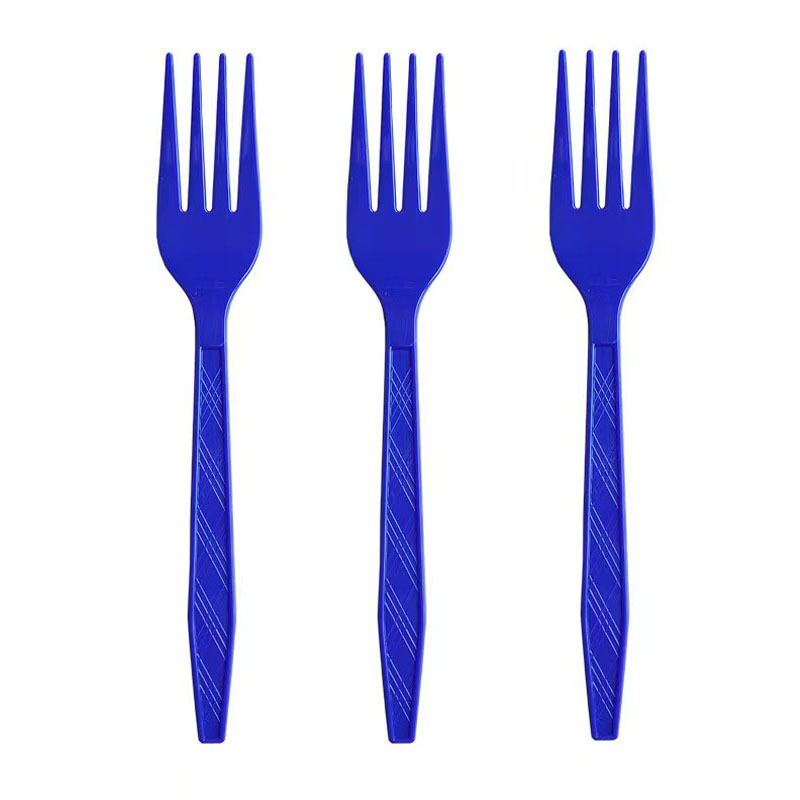 25 piezas transfronterizas Amazon PS desechable de plástico cuchillo, tenedor y cuchara vajilla de tres piezas conjunto de banquete de la torta del partido