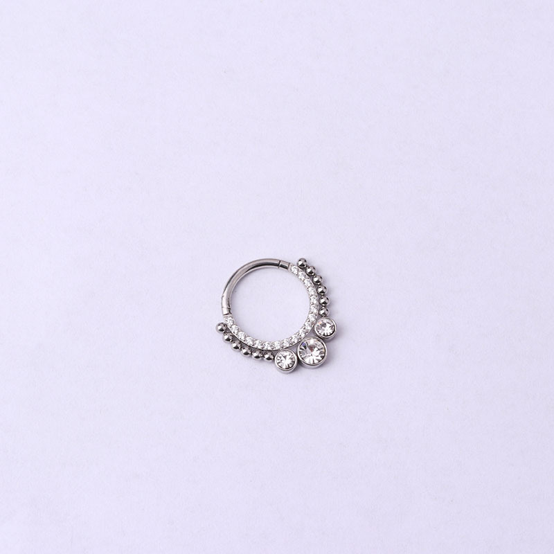 15g Weight Zircon Inlay Material Nose Ring Classification 316L Stainless Steel Material Geometric Pattern Unisex Gender Fashion Style Waterproof Non Tarnish, Surgical Steel, Inlay Craft 316L Stainless Steel Zircon Geometric Waterproof Non Tarnish Surgical Steel Fashion Nose Ring For Unisex 6