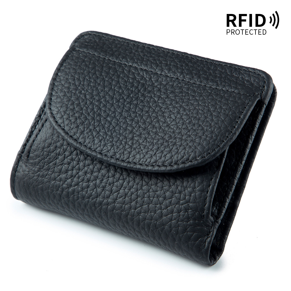 Mini cartera de las Mujeres Nuevo Amazon RFID plegable simple ultra-Delgado de cuero japonés pequeña cartera de las mujeres elegante bolsa de moda