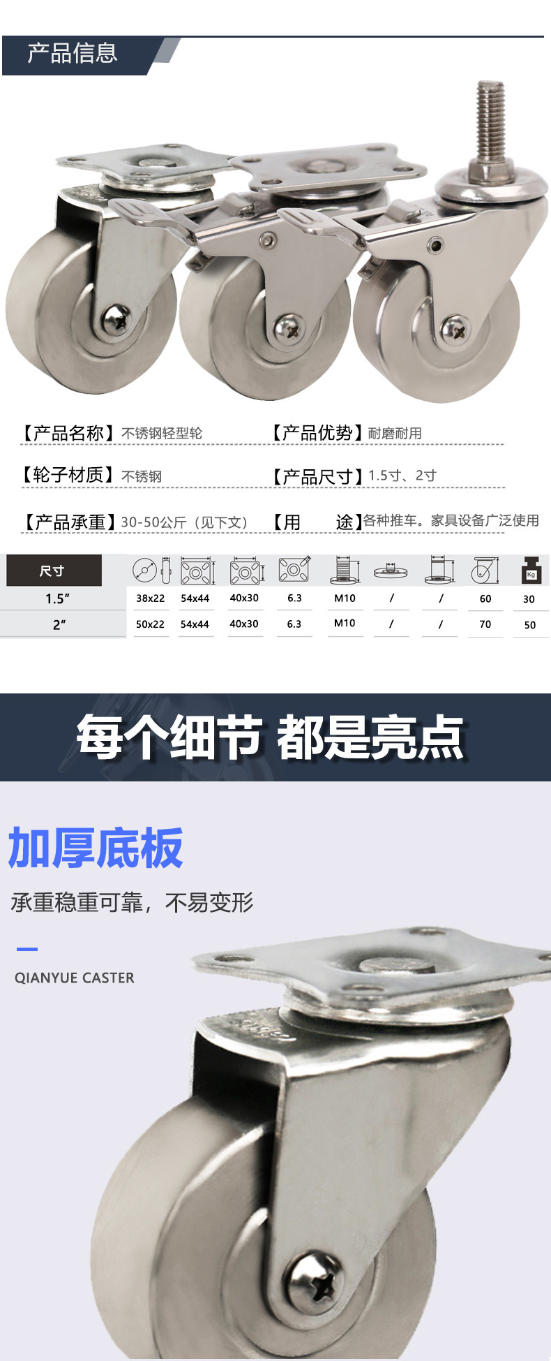 全不锈钢轻型轮