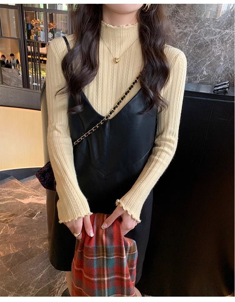 【中国直邮】 奢笛熊 早秋冬季新款时尚内搭 修身显瘦半高领打底毛衣针织衫 白色 S