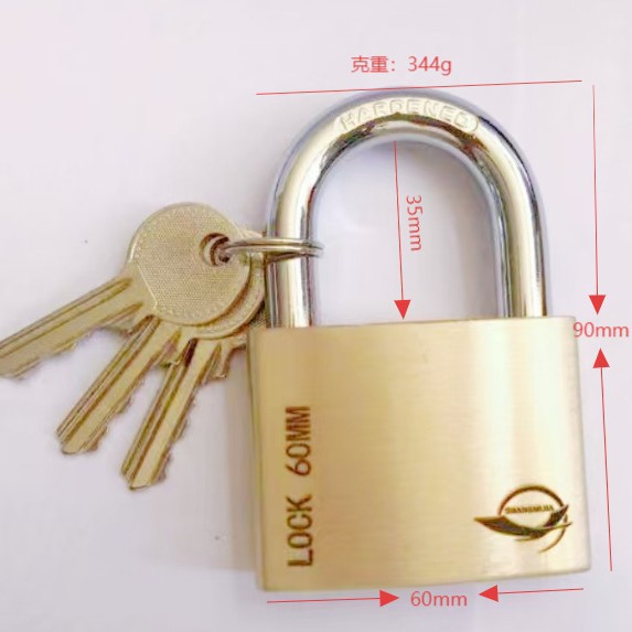 Candado de tres anillos en stock, venta directa de fábrica, candado antirrobo para puerta de almacén, candado para puerta de armario de dormitorio, candado doméstico de cobre puro