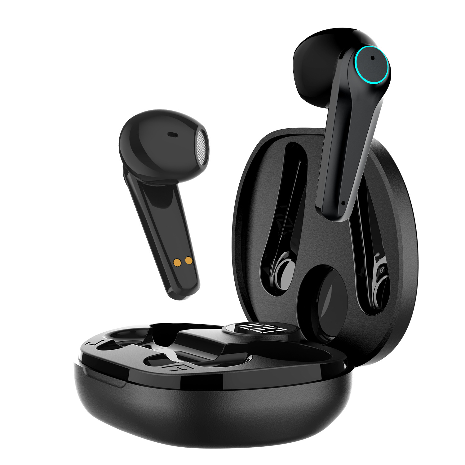 Fones de ouvido sem fio TWS Bluetooth 6973 Jerry de alta definição para chamadas semi intra-auriculares com quatro microfones ENC e display digital_voghion.com