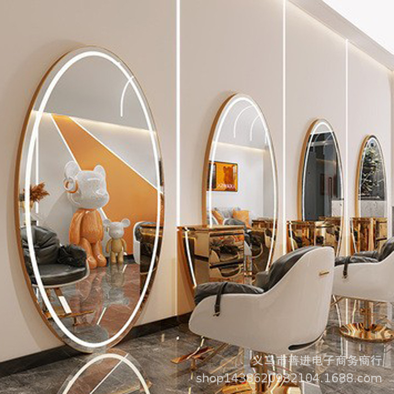 Espejo de Peluquería Inteligente con Luz LED de Metal Ovalado para Salón de Belleza image 17
