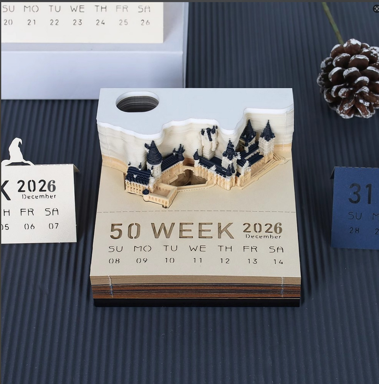 Notas adhesivas Hart Magic Castle 2026, notas tridimensionales, papel creativo tallado en 3D, calendario semanal, Castillo de Hogwarts de Hart