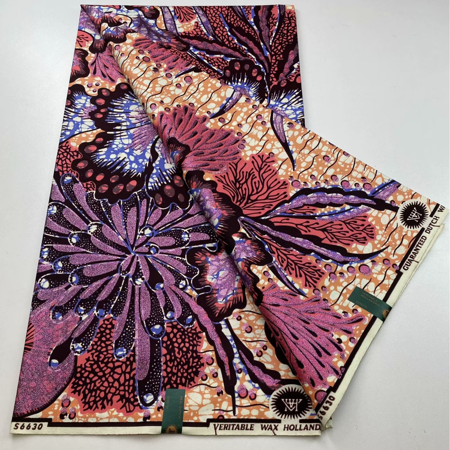 African Grand super wax 6yard 非洲柔软洒金蜡染布非洲服饰面料