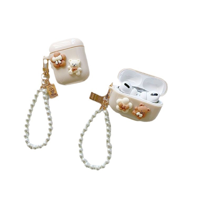 Arco de dibujos animados flores osos para AirPods4 protector casco de auriculares de Apple pro2 cubierta de auriculares de casco suave image 6
