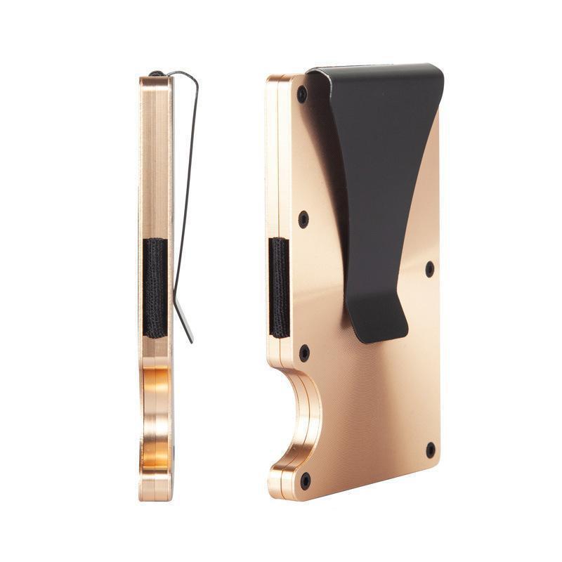 Factory Direct Supply in stock CD pattern aluminum alloy anti-theft brush credit card box card holder large capacity wallet credit Holder