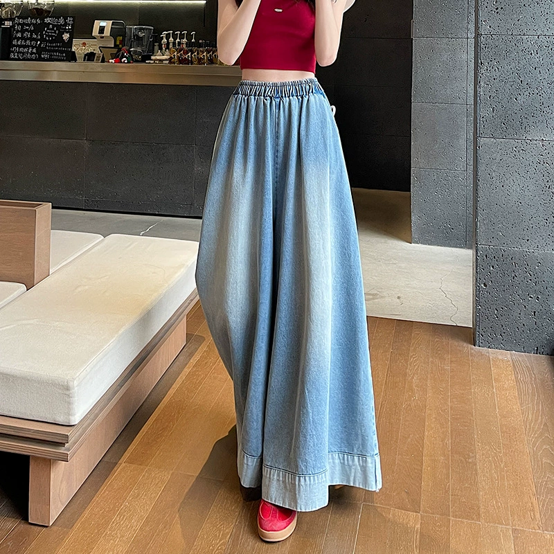Spring retro loose straight jeans, trousers, design skirt, American style, loose fit