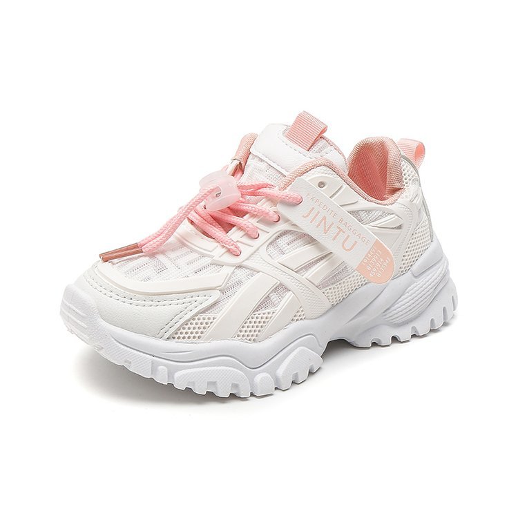Dad Sneakers für Kinder - Atmungsaktive Mesh-Freizeitschuhe für Jungen und Mädchen - Leichtes, bequemes Schuhwerk für alle Jahreszeiten (Weiß/Rosa, Größen 26-37)_voghion.com