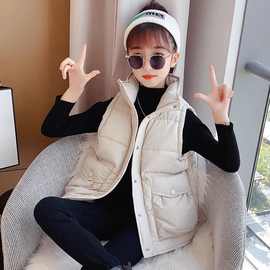 女童羽绒棉马甲秋冬新款儿童休闲百搭中大童女孩加厚保暖背心外穿