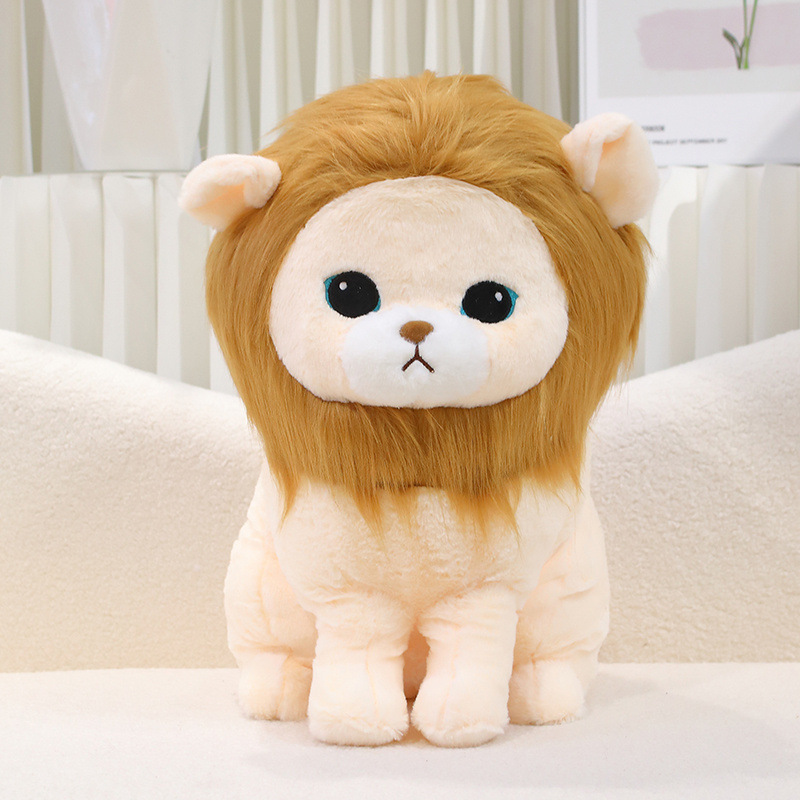 Bosque sentado rey león muñeca muñeca de peluche muñeca cruzada león almohada muñeca de captura cruzada grande