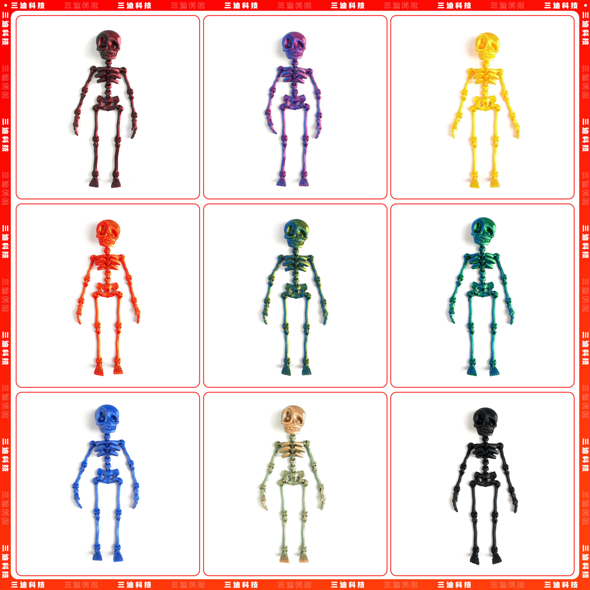 Impresión 3D dragón adornos esqueleto hombre 3D dragón chino dragón congelador pegatinas adornos regalos de absorción de esqueleto lote adornos de arte