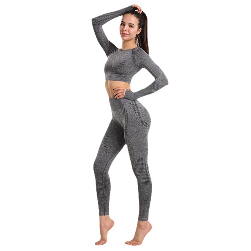 Cross-border European and American Lulu Seamless Knitted Sports Yoga Wear Set for Women – Quick-Drying, Body-Sculpting, High-End Fitness Outfit