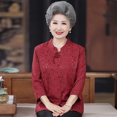 おばあちゃん夏服シャツ高齢者女性喜姑披露宴装秋装70歳母夏誕生日お誕生日ドレス