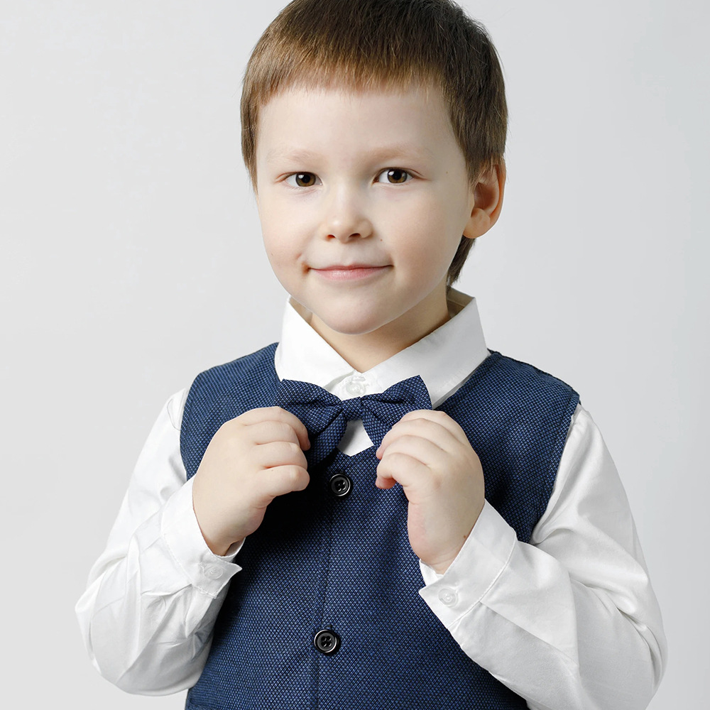 2025 primavera trajes de niños chalecos camisas de arco de manga larga vestidos de niños tres piezas de comercio exterior moda de ropa infantil