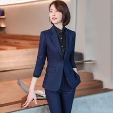 职业西装套装女秋冬正装时尚气质工装经理总裁工作服蓝色西服