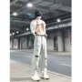 新款宽松拖地高腰牛仔裤