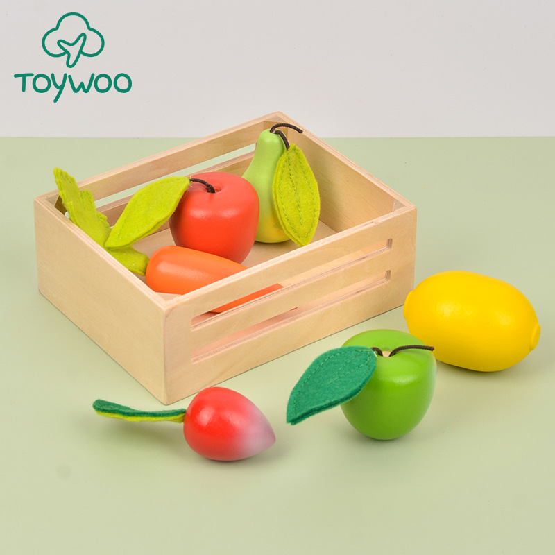 Wooden magnetic dessert family toy for boys and girls for cutting