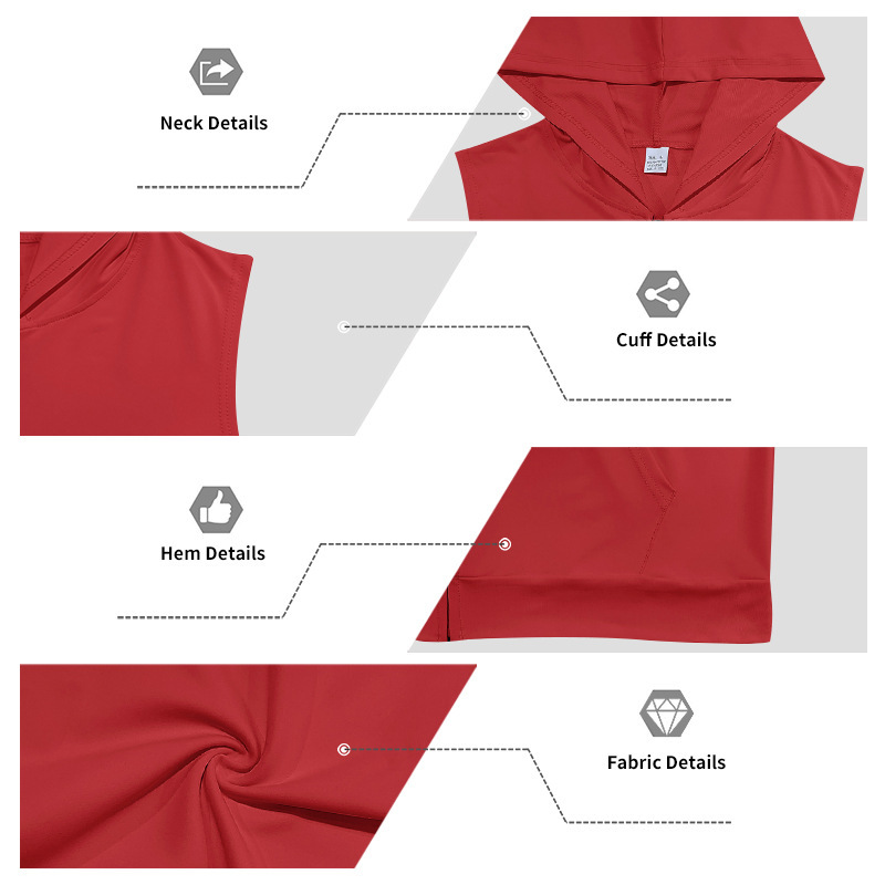 Men's Zip-Front Sleeveless Hoodie And Shorts Set Lightweight Athletic Gym Wear for Summer Workouts And Casual Street Style_viptrois.com