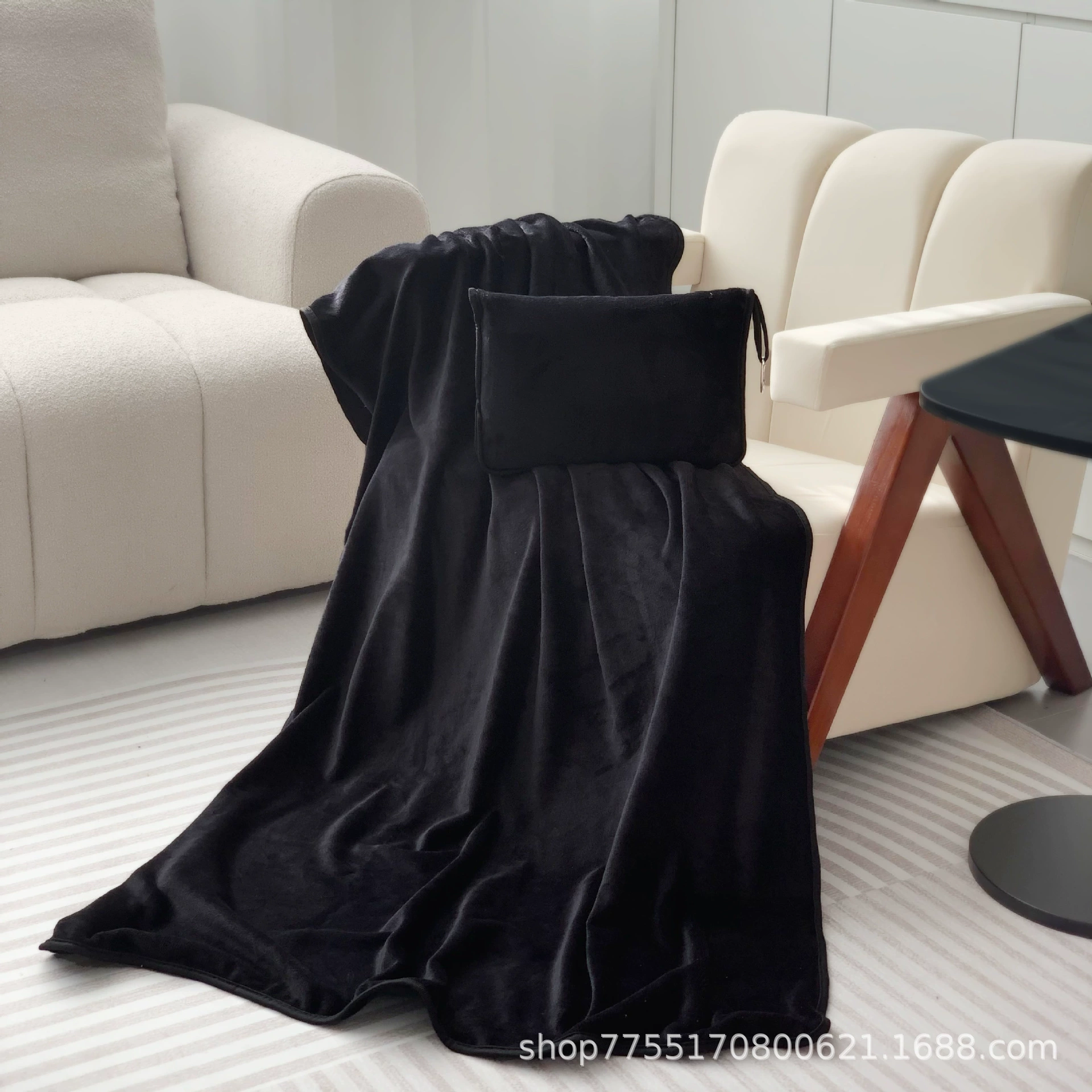 Трансграничные новые многофункциональные путешествия для хранения двухстороннего бархатного одеяла портативный авиационный самолет фланелевое одеяло