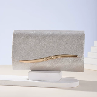 欧美时尚女士金属包边气质晚宴礼服手拿包简约翻盖款婚单肩链条包