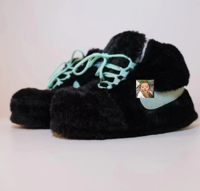 Tiktok mismo estilo parodia zapatos de grasa Coco pareja Zapatillas de algodón volver al futuro casa piso Kang hebilla 1 zapatos de algodón