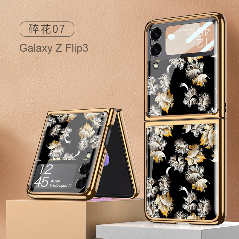 Conveniente para Samsung zflip3 estilo chino retro teléfono caso plegable Flip espejo moda plegable caso