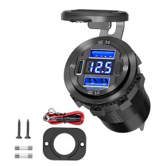 新型アマゾンの人気自動車はQC30 PD3.0 QC3.0スイッチ付き12-24v組合せアルミニウム合金を改造した