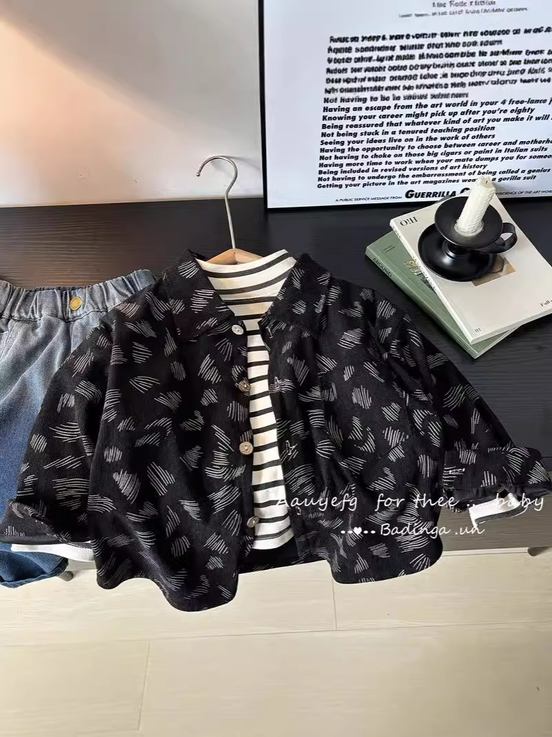 Nuevo tipo de abrigo, temperamento suelto, nuevos productos, camisas de hombres, camisas de niñas, camisas a rayas, camisas de mangas largas para niños