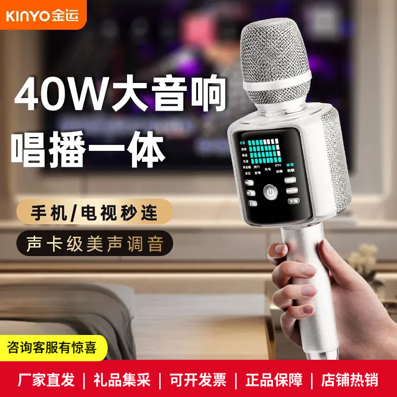 Jinyun Karaoke Audio Integrated Microphone Live Broadcast Singing Karaoke Wireless Bluetooth Speaker Sound Card Outdoor Home H9
