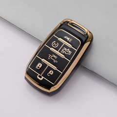 Applicable for Jeep Key Case: Jeep Compass, Cherokee, Renegade, and Dodge - High-end gold edge