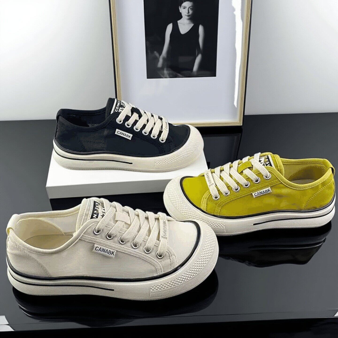 2026 nuevo estilo coreano de zapatos de lona de suela gruesa para mujeres clásicas retro redondeas lazos pequeños zapatos blancos zapatos de lona casuales