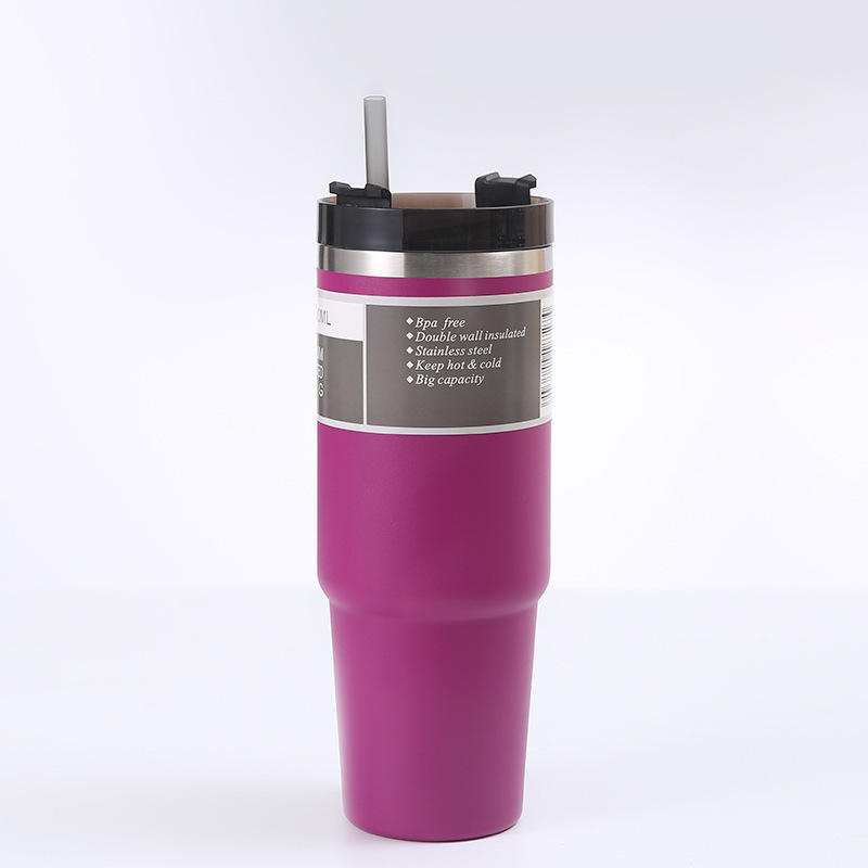 Vacuo transfronterizo 30oz tazas de automóviles de gran capacidad 304 acero inoxidable vacío de automóviles aislamiento frío hielo taza de paja al por mayor