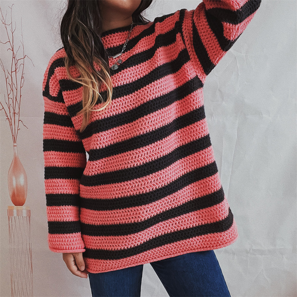 Women's Sweater Long Sleeve Sweaters & Cardigans Simple Style Stripe display picture 16