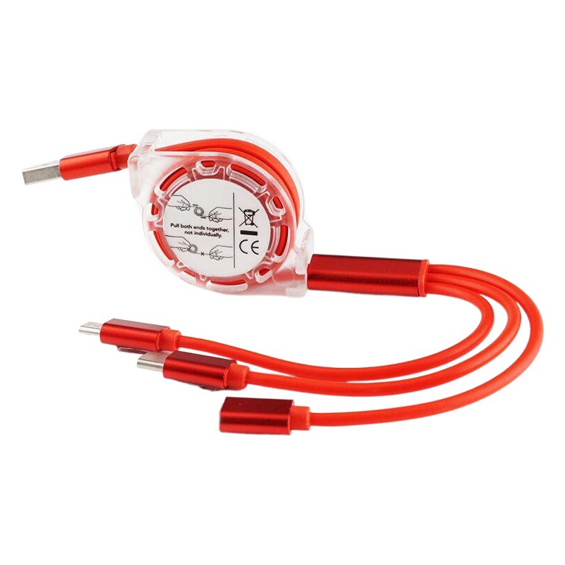 Cable de datos retráctil de uno a tres adecuado para Apple Android tipo-c cable de carga rápida para teléfono móvil tres en uno al por mayor
