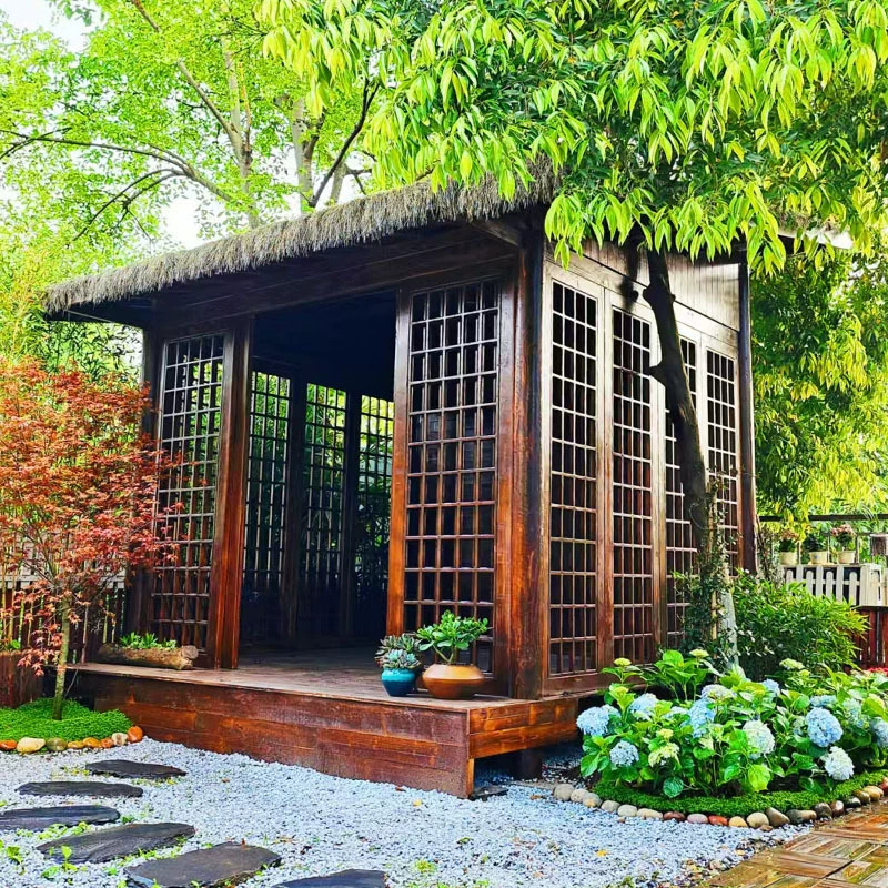 Открытый соломенный дом антикварный двор деревянный дом Вилла пансион