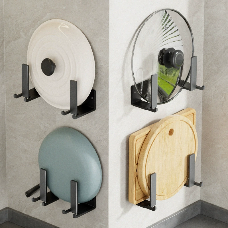 Pot lid rack, punch-free wall-mounted kitchen storage rack, wall storage chopping board chopping board chopping board placement rack