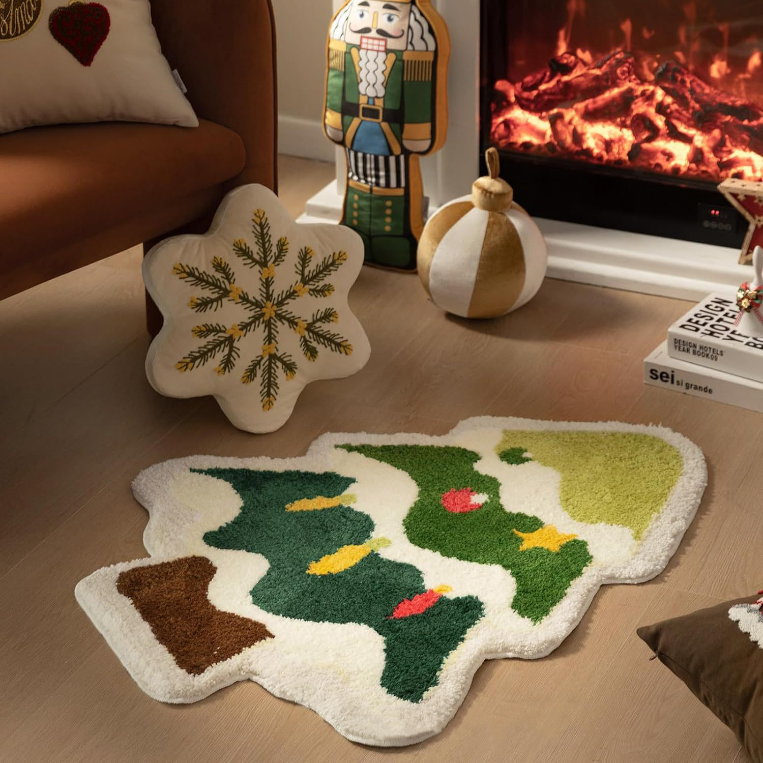 Navidad transfronteriza decoración alfombra de suelo alfombra de suelo de árbol de Navidad imitación alfombra de suelo de baño alfombra de puerta alfombra de decoración de vacaciones