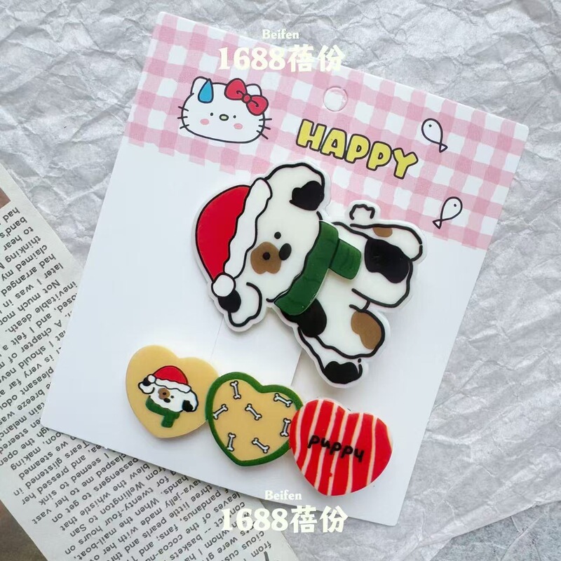 秋冬复古可爱小熊发夹亚克力卡通鸭嘴夹时尚百搭儿童刘海夹侧边夹|undefined