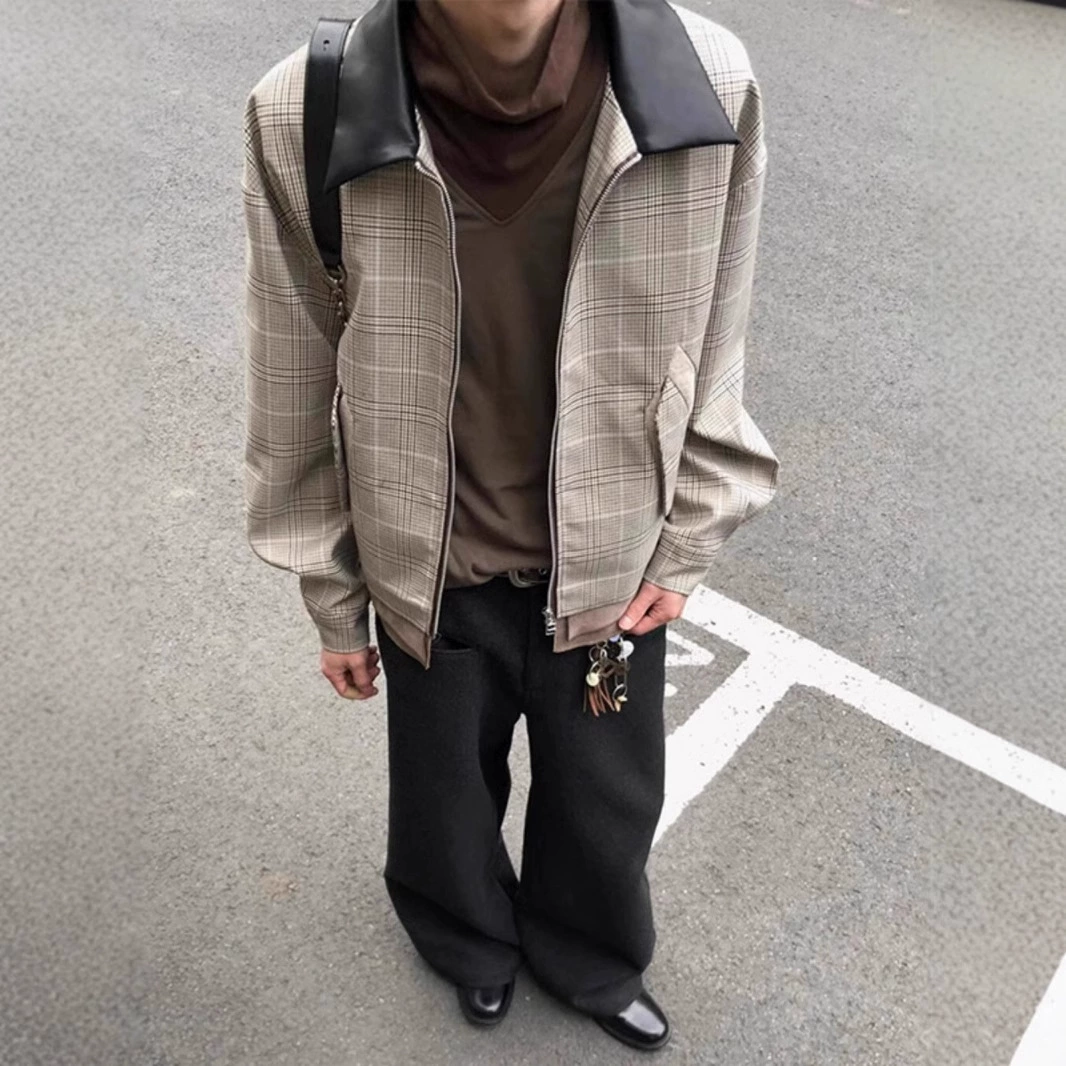 Yun Anters Сшитая тысяча птичьих пальто мужская куртка cleanfit Harlington кожаная куртка с коротким ароматом