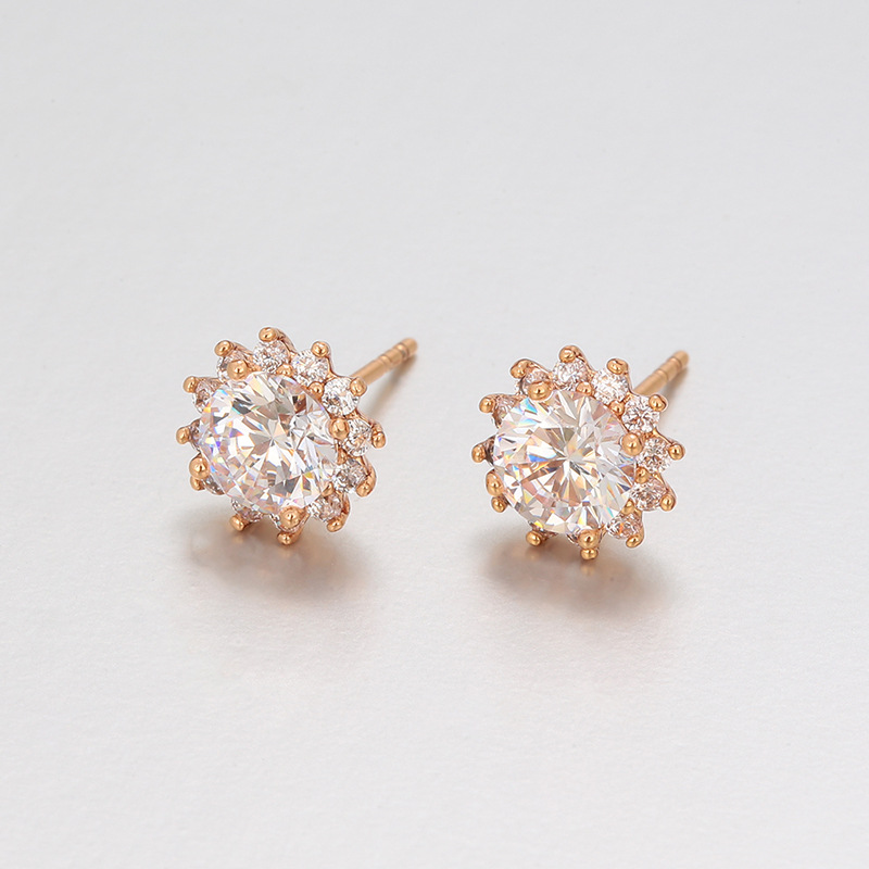 Chapado en color de 18k - 1 par de circonio blanco