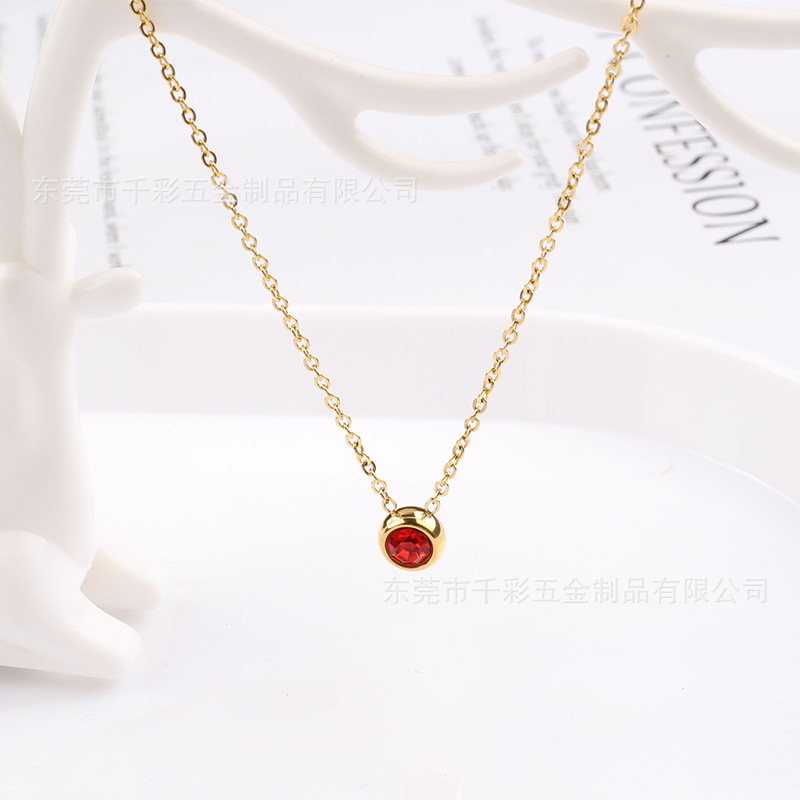 Wholesale 1 Piece Lady Round Stainless Steel Titanium Steel 18k Gold Plated Zircon Pendant Necklace display picture 2