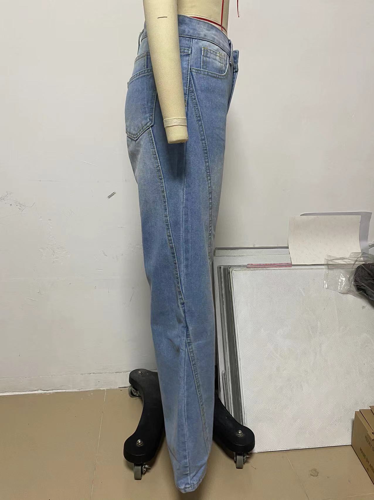 Fashionable Loose Wide-leg Patchwork Jeans For Women_voghion.com
