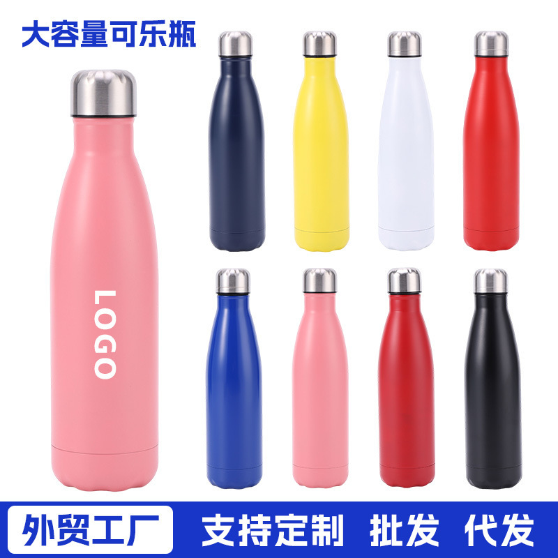 Cross-Border 304 Stainless Steel Coke Bottle Car-Mounted Outdoor Large-Capacity Sports Water Bottle Double-Layer Vacuum Insulated Cup Customization