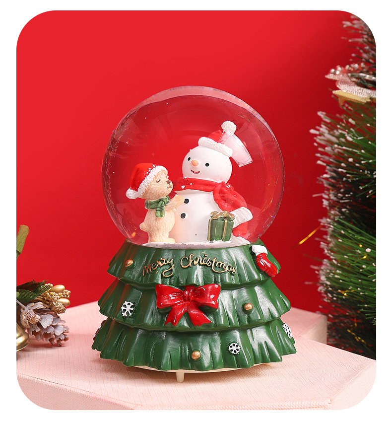 Creative Christmas Snow Decoration Glowing Crystal Ball Music Box display picture 3