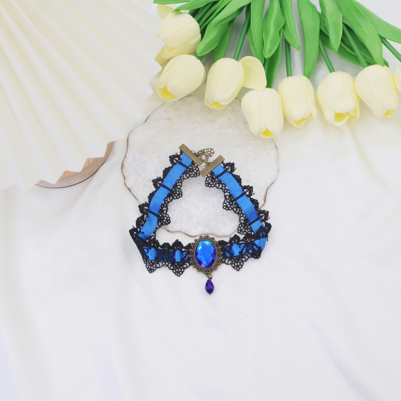 Cross-border para diseño misterioso collar de encaje de cristal de dama collar de diamante joyas de cadena de clavículas