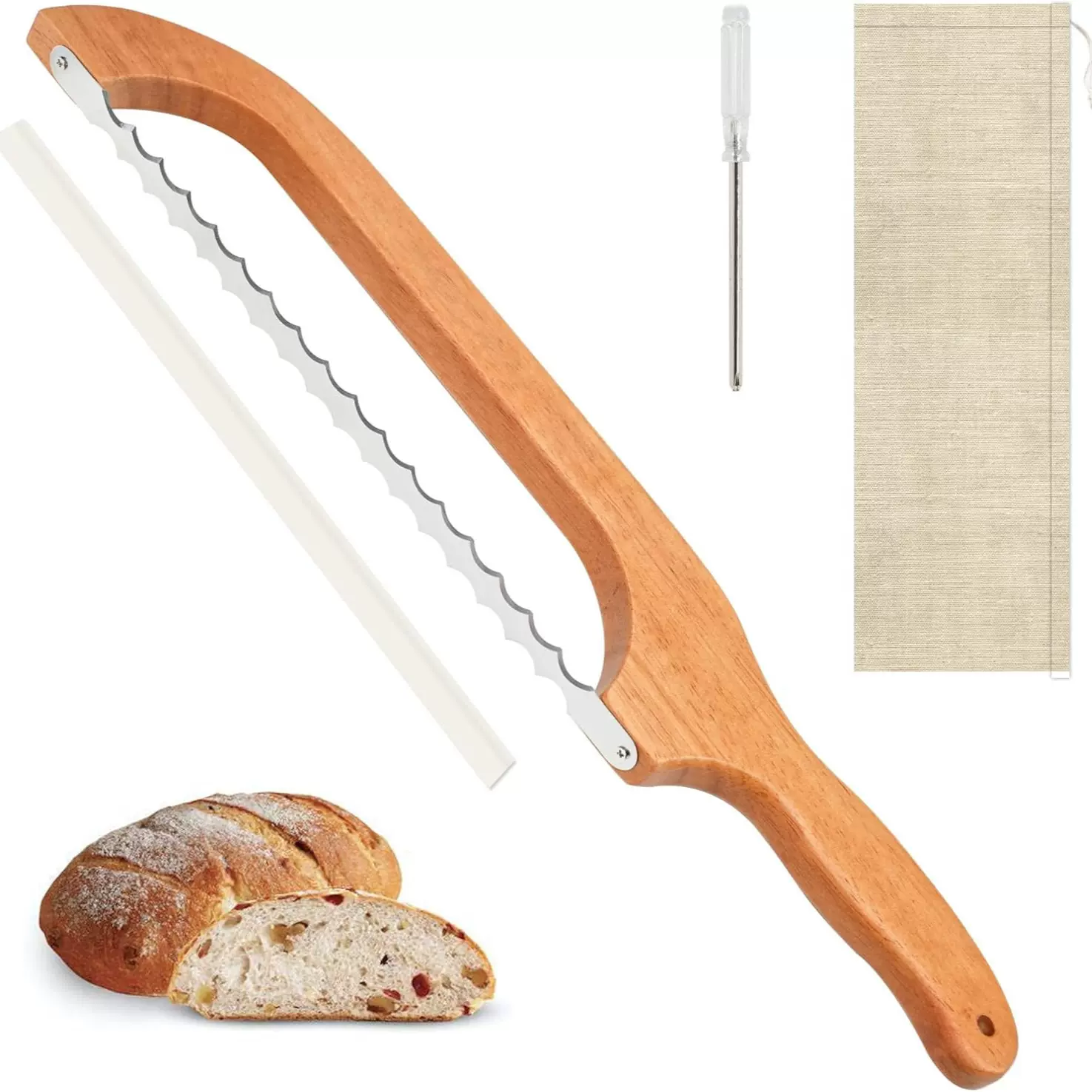 木质面包切割器面包切片刀吐司法棍切割锯简易烘焙食品切割锯齿刀