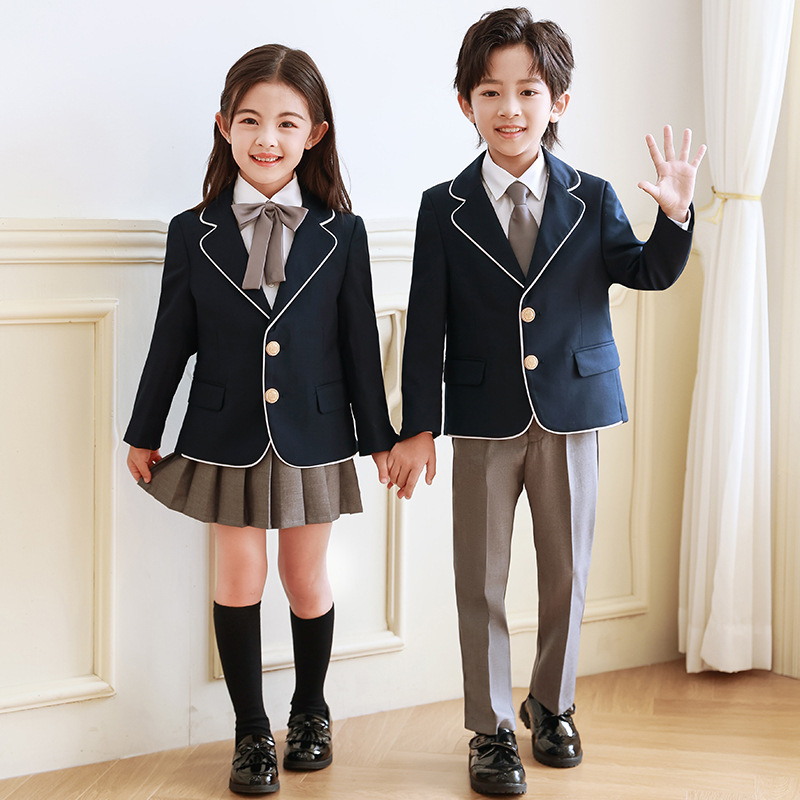 Traje uniforme escolar para niños primavera y otoño invierno estilo de la Universidad británica Primer Grado Escuela Primaria estudiante clase uniforme jardín de infantes traje de uniforme de jardín