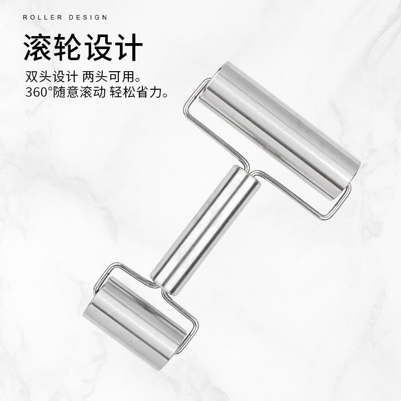 廠家不鏽鋼雙頭麵粉棍多功能T型擀麵杖烘焙壓面棍
